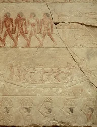Bogsering av en båt, från Mererukas mastaba, Gamla riket