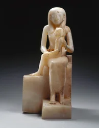 Pepy II och hans moder drottning Meryreankhnes, möjligen från Saqqara, Gamla kungariket (kalcit)