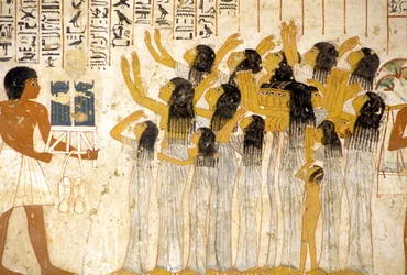 Forntida Egypten, Målning/fresco, Klagande kvinnor i begravningsprocessionen, Ramoses grav, Thebe, De adligas dal
