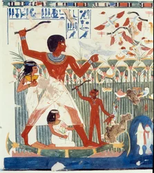 Egyptisk konst: jaktfåglar. Liknelse från Nakhts grav, Amenhotep II:s tid (omkring 1450-1425 f.Kr.), Paris, Collège de France