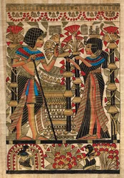 Egyptisk konst, egyptisk papyrus: farao och hans hustru, samling, del