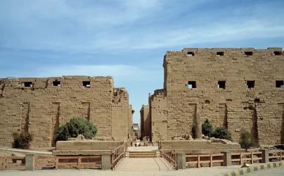 Egyptisk antikvitet: utsikt över templet i Karnak. Egypten