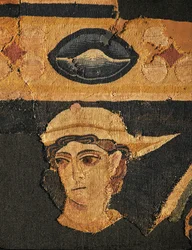 Hermes huvud, detalj (vävd ull)