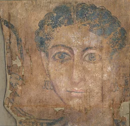Huvud för en ung kvinna, ca 100-300 (tempera på linne)