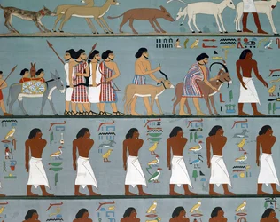 Semitisk stam ber om tillstånd att komma in i Egypten, kopia (målning)