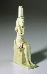 Amulett av Isis och Horus, 305-30 f.Kr. (fajans)