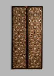 Två paneler inlagda med elfenben och ebenholts, 1300-tal