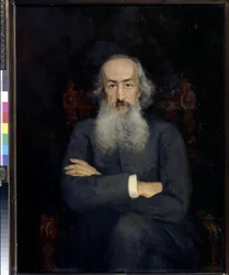 Porträtt av historikern Constantin Bestoujev Rioumine (Bestoujev-Rioumine) (1829-1897) - Målning av Ekaterina Sergeevna Zarudnaya Kavos (1862-1918), olja på duk (101x79 cm)