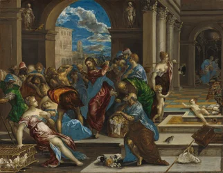 Kristus renar templet, troligen före 1570 (olja på pannå)