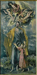 Sankt Josef och Jesusbarnet (målning på duk)