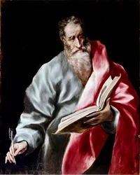 Apostolatet för katedralen i Toledo: "" Saint Matthew"" Målning av Domenikos Theotokopoulos dit El Greco (1541-1614) 1602-1605 Sön. 100x76 cm Toledo, katedralen