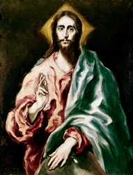 Apostolatet vid katedralen i Toledo: Kristus återlösaren. Målning av Domenikos Theotokopoulos dit El Greco (1540-1614)
