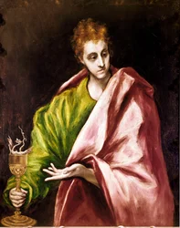 Apostolatet för katedralen i Toledo: Apotren Saint John the Evangelist. Målning av Domenikos Theotokopoulos dit El Greco (1540-1614)