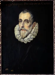 Porträtt av Rodrigue Vazquez, ordförande för finansrådet och Kastilien Målning av Domenikos Theotokopoulos dit El Greco (1541-1614) 1500-talet sön. 0,66x0,4m. Madrid, Pradomuseet