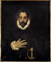 Porträtt av en herre med handen på bröstet, 1577. 0,81 x 0,66 m. Madrid, Pradomuseet