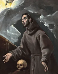 Saint Francis tar emot Stigmata, av El Greco, Dominico (1541-1614). Olja på duk