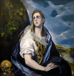 Sankta Maria Magdalena Penitente, målning (olja på duk ca 1584, vanit) av Domenikos Theotokopoulos dit The Greco (1541-1614) - Greco, Domenico Theotocopuli, kallad El (1541-1614). Maria Magdalena i bot. c. 1584. Olja på duk. Worcester Art Museum (