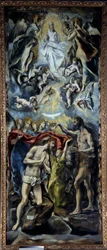 Kristi dop Målning av Domenikos Theotokopoulos dit El Greco (1541-1614) 1596 Sön. 3,5x1,44 m Madrid, Pradomuseet