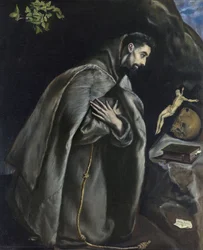 St Franciskus i bön före krucifixet