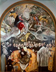 Greven av Orgaz begravning, nedre detalj av målningen av Domenikos Theotokopoulos, kallad El Greco