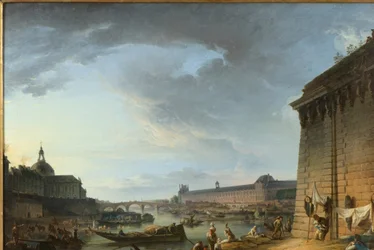 Utsikt över Paris från kajen nedanför Pont Neuf
