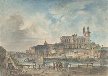 Utsikt över Uppsala domkyrka från norr, 1700-tidigt 1800-tal.