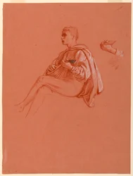 Teckning, pojke som spelar luta, 1871-72