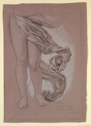 Teckning, studie av draperi till "Fortune", ca 1877