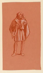 Teckning, Studie av en figur i huvdräkt, ca 1885