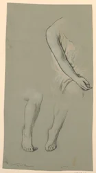 Teckning, figurdetaljer, ca 1885