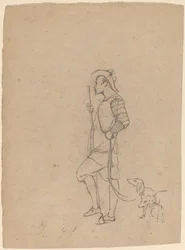 Studie av jägare med hundar, ca. 1858.