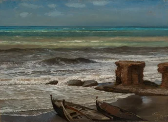 Vågor vid Palo 1874 (Olja på kartong, monterad på duk)