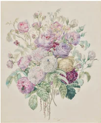 En bukett Bourbon-rosor