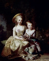Porträtt av Marie Thérèse Charlotte av Frankrike och Delfino Louis Joseph Xavier från Frankrike