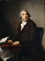 Porträtt av Giovanni Paisiello 1740-1816 vid cembalo