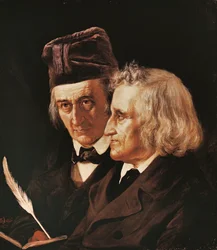 Porträtt av bröderna Jacob och Wilhelm Grimm