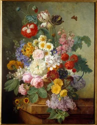 Blommor i en rocaillemålning av Elise Bruyere (1776-1842) 1836 sön. 0,84x0,64 m Rouen, musee des Beaux Arts - Blommor i en sten. Målning av Elise Bruyere (1776-1842)