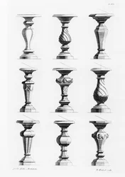 Piedestals, från A Book of Architecture, av James Gibbs (1682-1754), publicerad 1739 (se även 171988)