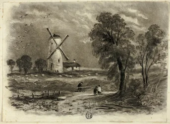 Landskap med väderkvarn
