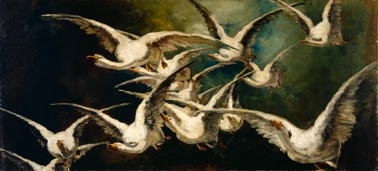 Flock gäss, ca. 1883.