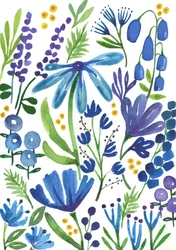Blå blommor, 2018 (akvarell)