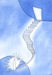 A Stairway to Heaven: Det var Kristus som välkomnade mig i början av den långa "klättringen" till himlen, och som uppmuntrade mig att leva i tro, 2002 (w/c på papper)