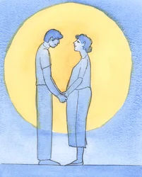 Ett gift par som verkligen älskar varandra och verkligen älskar Gud, vill göra hans vilja, 2002 (w/c på papper)