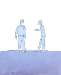 En person som är botad från smittkoppor är ivrig och glad när han förklarar sitt botemedel; och så är det när människor får sina synder förlåtna och är tacksamma, 2004 (w/c på papper)