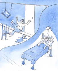Ett skrikande barn, osammanhängande med ilska, måste lämnas för att inse sitt behov av hjälp och att erkänna sin dårskap, 2002 (w/c på papper)
