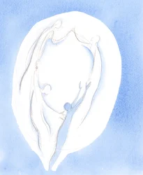 Efter bikt, absolution, bön och bot fann jag mig själv lyft - som Herren förklarade - in i de tre gudomliga personernas "dans", 2005 (akvarell på papper)