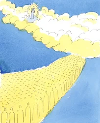 Alla heliga i himlen vet vad människor ända tillbaka till Moses har vetat, att Gud vill att vi ska ära vår mor och far, 2004 (w/c på papper)