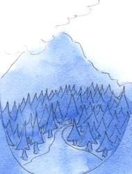 Längs vägen till himlen: Det är bättre om vi håller ögonen på det ljusa toppen av det heliga berget än på den dystra vägen nedanför, 2003 (w/c på papper)