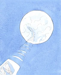 En astronaut som blickar tillbaka mot den jord han lämnat kan se saker i sitt rätta perspektiv, se vad som var viktigt för flygningen och vad som orsakade onödig oro, 2005 (akvarell på papper)