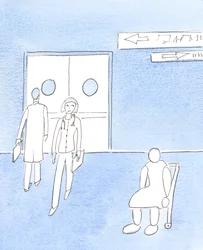 Den som avfärdar en äldre person som inte värd att ta hand om behandlar en värdefull, unik individ, skapad av Gud, som en "sak" eller en icke-person, 2005 (akvarell på papper)